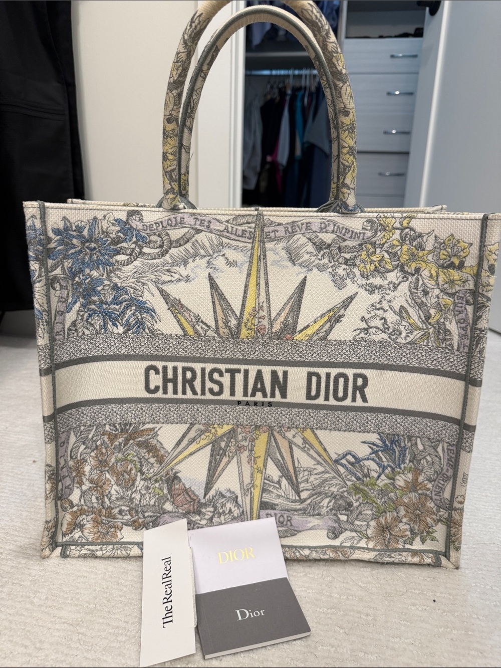 Christian Dior 2022 Large Book Tote Reve d’Infini Embroidered